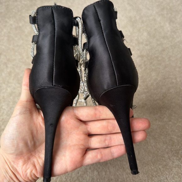 Azalea Wang Black Satin Sparkly Stiletto - Picture 6 of 7